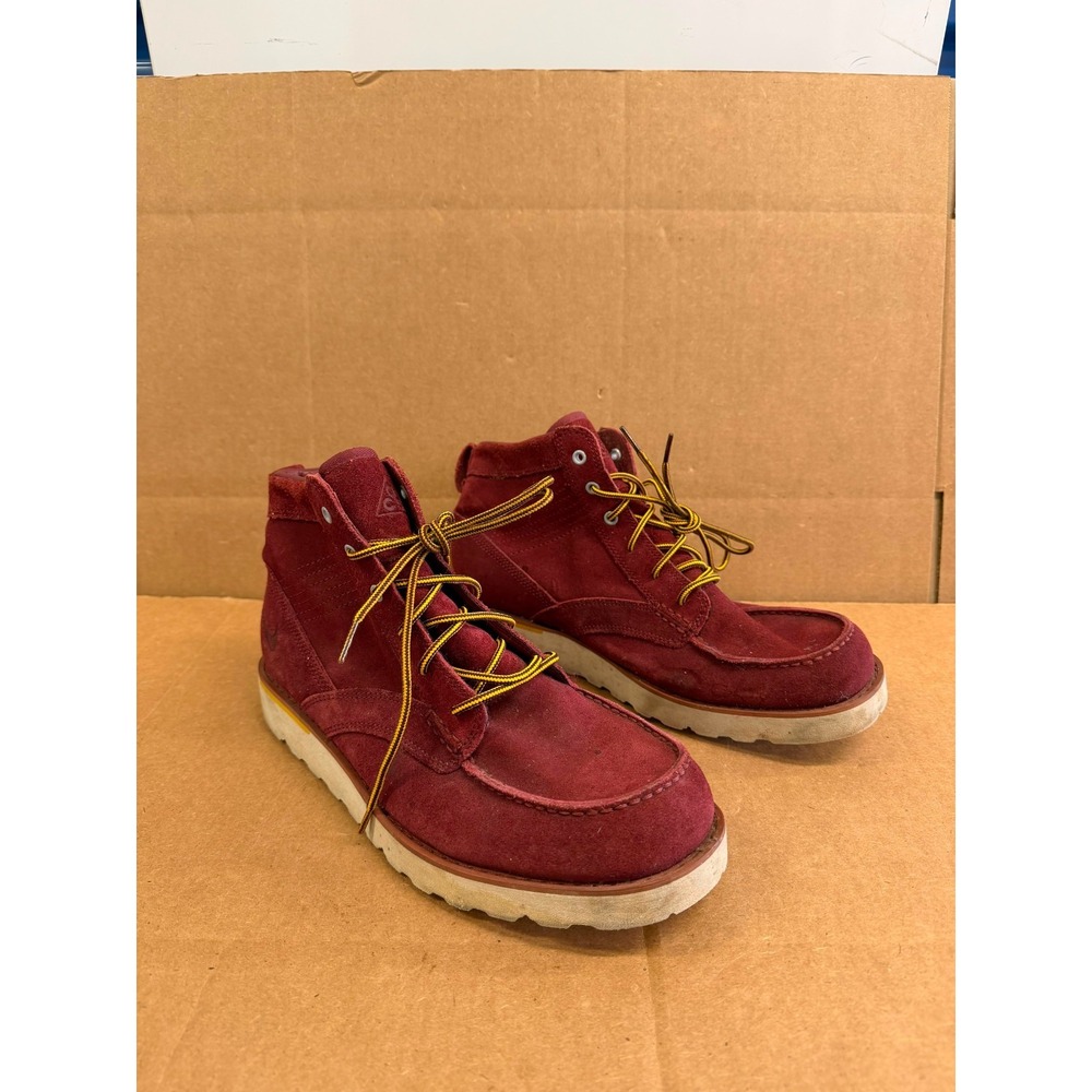 Nike ACG Kingman Suede Leather Boots Dark Team Red Darkold Leaf Size 11 US
